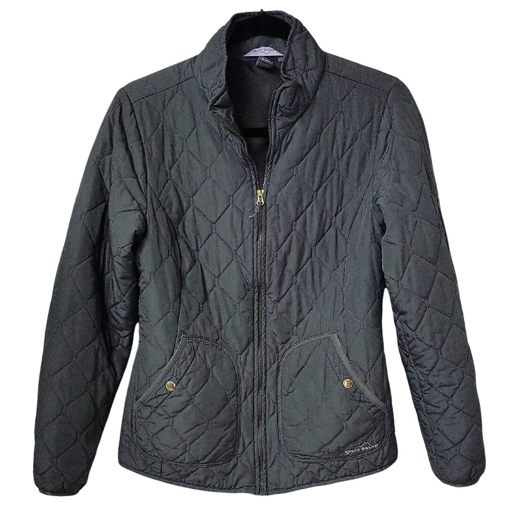 Eddie Bauer Green Quilted Full Zip Jacket Womens Size Small